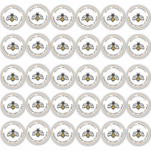 Lip Balm Round Container Sticker Thirty 2" Bee
