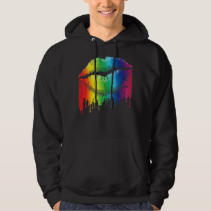 Lip Bite Gay Pride Rainbow Flag Drip Lgbt Lesbian  Hoodie