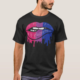 Lip Bite Retro Drip Art Lgbt Bisexual Colours Gay T-Shirt