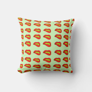 Lip Bite Throw Pillow