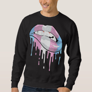 Lip Bite Vintage Drip Lgbt Transgender Colours Fla Sweatshirt