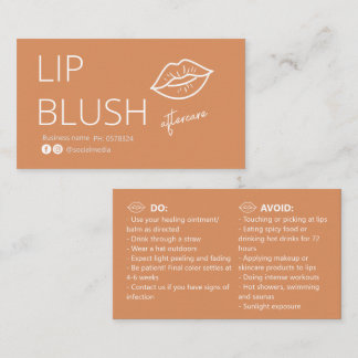 Lip Blush Tattoo Aftercare Advice Card