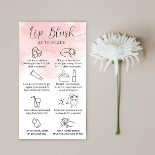 Lip Blush Tattoo Aftercare Guide Pink Watercolor Business Card