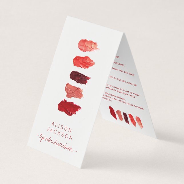 Lip distributor lip colour swatches business card (Front)