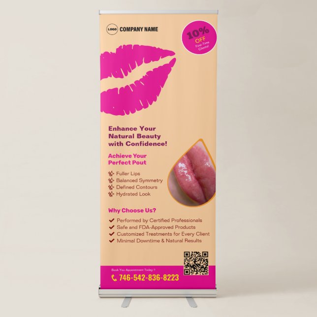 Lip Filler Services Vertical Retractable Banner (Front)