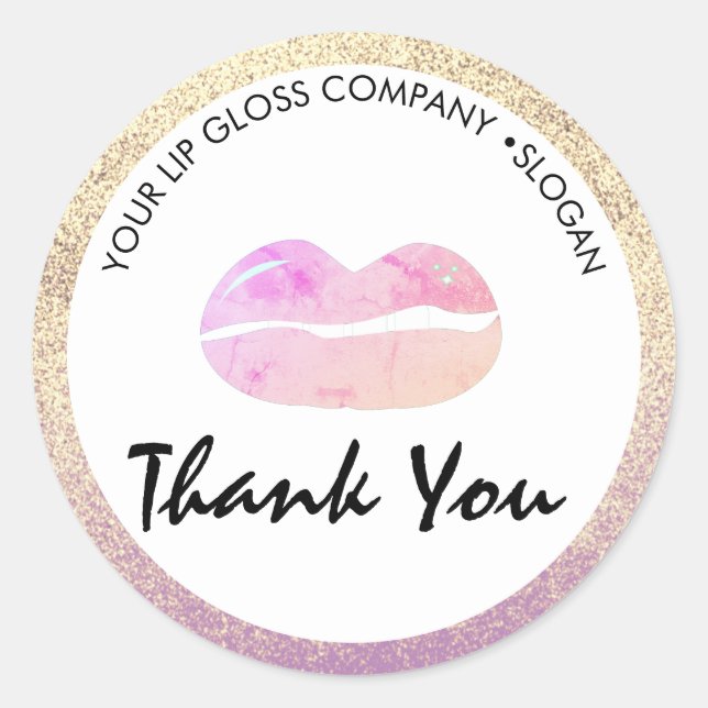  Lip Gloss Business Logo Classic Round Sticker (Front)
