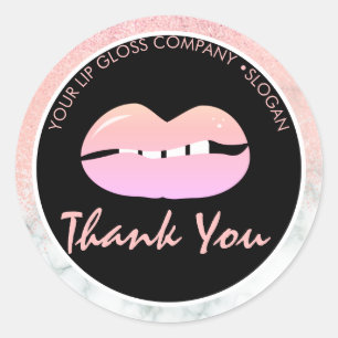 Lip Gloss Business Logo Marble Glitter Attitude Classic Round Sticker
