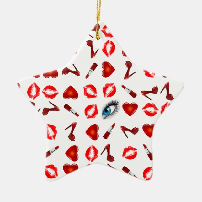 Lip Kiss Chic Ceramic Tree Decoration (Front)