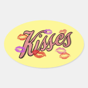 LIP KISSES OVAL STICKER