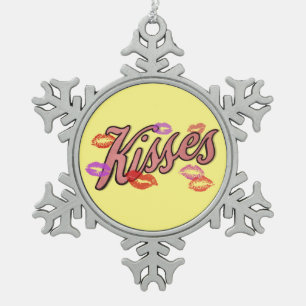 LIP KISSES SNOWFLAKE PEWTER CHRISTMAS ORNAMENT
