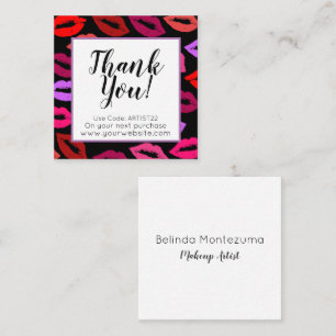 Lip Pattern Thank You Square Business Card