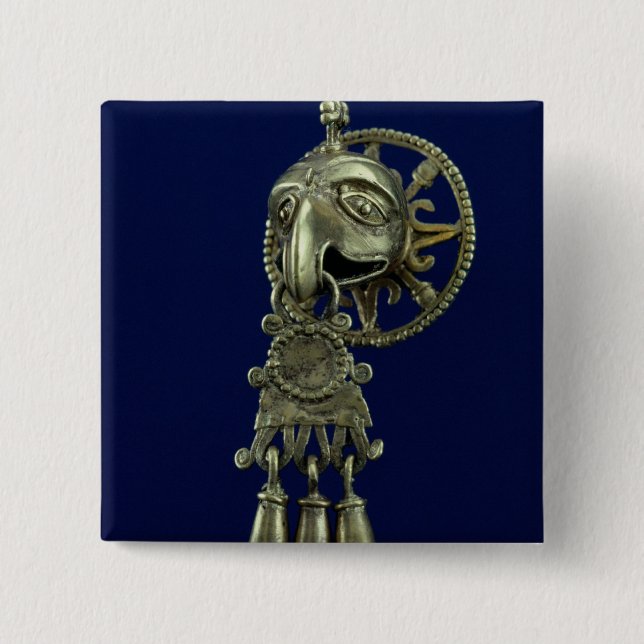 Lip plug of bird god 15 cm square badge (Front)