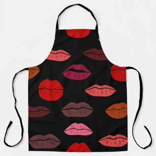 Lip print, red pink kisses. apron