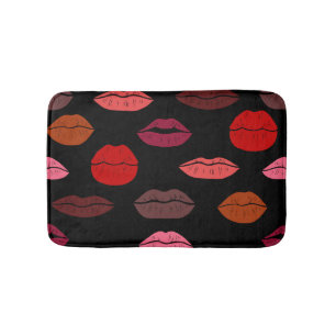 Lip print, red pink kisses. bath mat