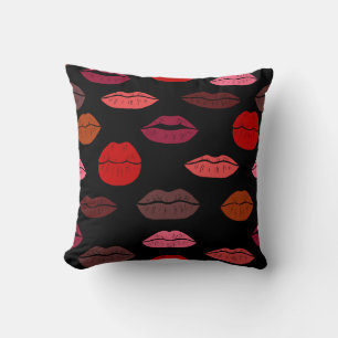 Lip print, red pink kisses. cushion