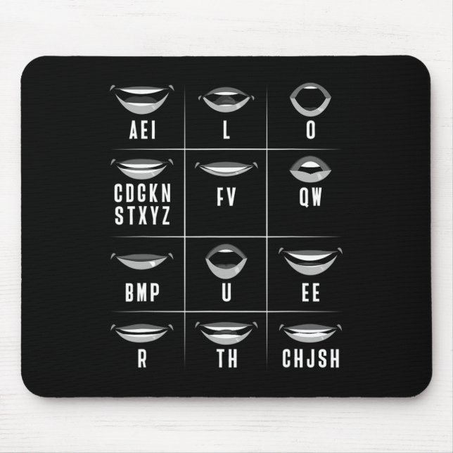 Lip Reading ASL Hand Gesture Deaf Hearing Loss Awa Mouse Mat (Front)