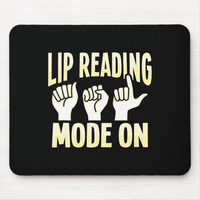 Lip Reading ASL Hand Gesture Deaf Hearing Loss Awa Mouse Mat (Front)
