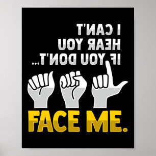 Lip Reading ASL Hand Gesture Deaf Hearing Loss Awa Poster