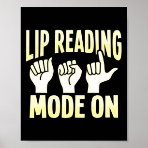 Lip Reading ASL Hand Gesture Deaf Hearing Loss Awa Poster
