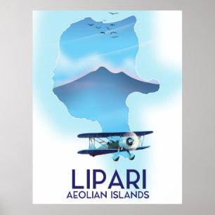 Lipari Aeolian Islands map Poster