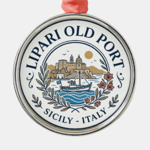 Lipari Old Port Italy Metal Tree Decoration