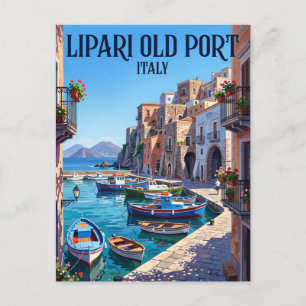 Lipari Old Port Italy Postcard