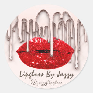 Lipgloss By IG Rose Red Drip Product Cosmetics Classic Round Sticker