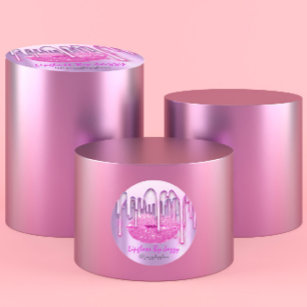 Lipgloss By Makeup Pink Drips Product Packaging Classic Round Sticker