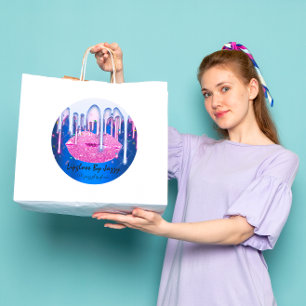 Lipgloss Makeup Pink Bluei Drip  Packaging Glam Classic Round Sticker