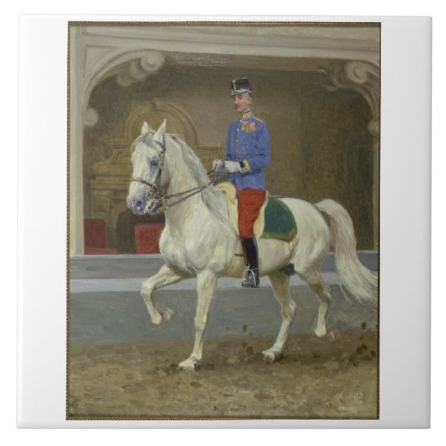 Lipizzan Stallion Trotting Tile (Front)