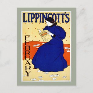 Lippincott's Vintage Magazine Cover February Postcard