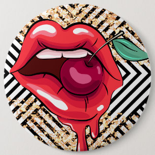 lips 6 cm round badge