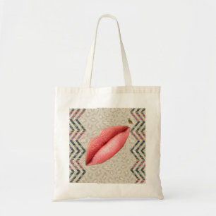 Lips and bird tote bag
