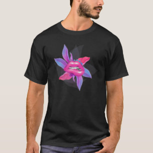 Lips and Leaves Pink Pastel Modern Futuristic Grap T-Shirt
