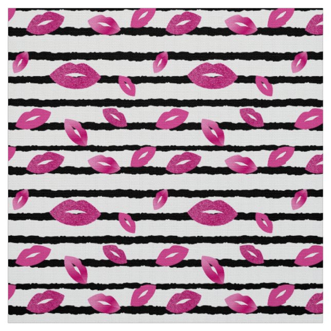Lips and lipstick with  pink glitter pattern fabric (Swatch)