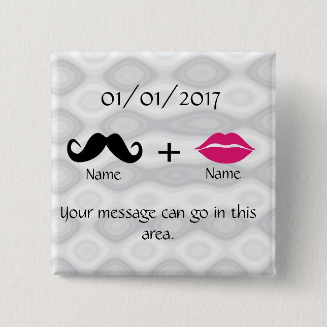 Lips and Moustache 15 Cm Square Badge (Front)