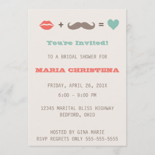 Lips and Moustache Bridal Shower Invitation