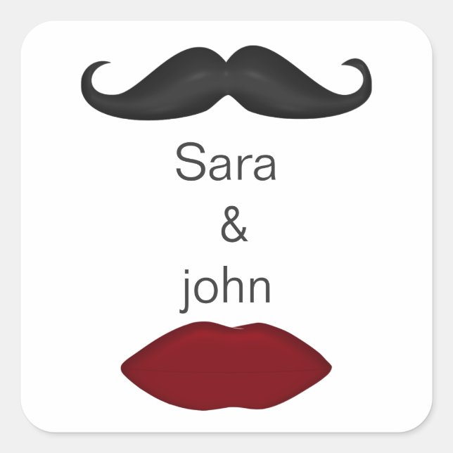 lips and moustache mod wedding envelope seal (Front)