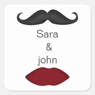 lips and moustache mod wedding envelope seal