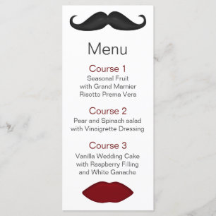lips and moustache mod wedding menu