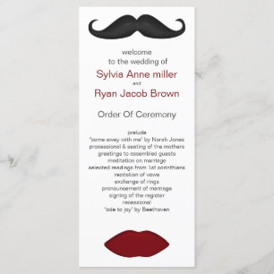 lips and moustache mod wedding program programme