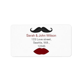 lips and moustache return address label