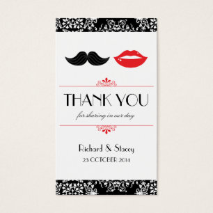 Lips and Moustache Wedding Favour Tags (Damask)