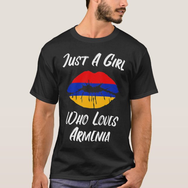 Lips and Mouth Love Armenian Flag T-Shirt (Front)