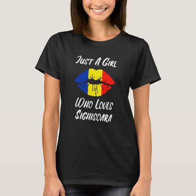 Lips and Mouth Love Romanian Flag Sighisoara T-Shirt (Front)