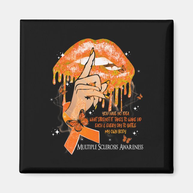 Lips Butterflies Women Multiple Sclerosis Awarenes Magnet (Front)