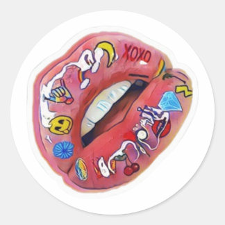 Lips Classic Round Sticker