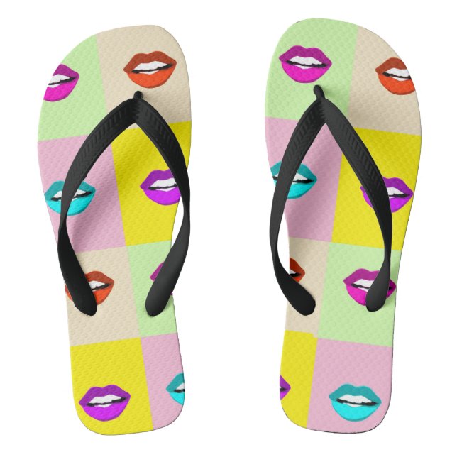Lips Custom Adult, Wide Straps Flip Flops (Footbed)