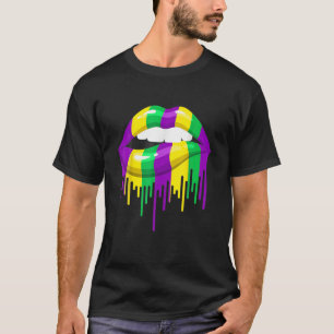 Lips-Dripping Mardi Gras Outfit For Women Girls T-Shirt