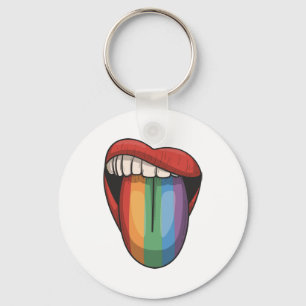 Lips gay pride lgbt rainbow colourful flag key ring